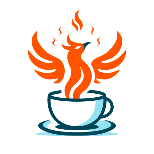 Phoenix rising out of a coffee cup